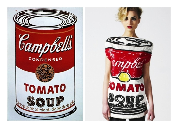 Andy Warhol: Tomato (1968) transformed into a Campbell's Soup dress (Fashion Rogues, The Rodnik Band).